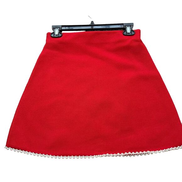 Sandro Violette Beaded Trim Mini Skirt Rouge Size 38 US 6 New with tags - Picture 1 of 6